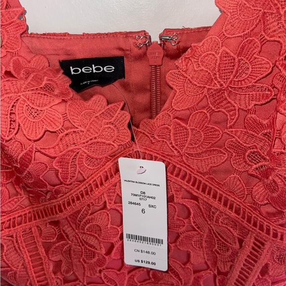 Bebe coral lace dress NWT- “Valentina Blossom” - Picture 3 of 10
